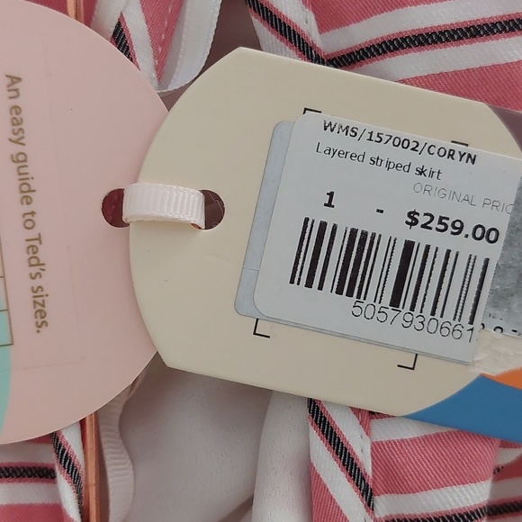 New with tag● TED BAKER ●Pink skirt Size 2 - Fine stripes - Zipper - Ruffled hem - Picture 5 of 16